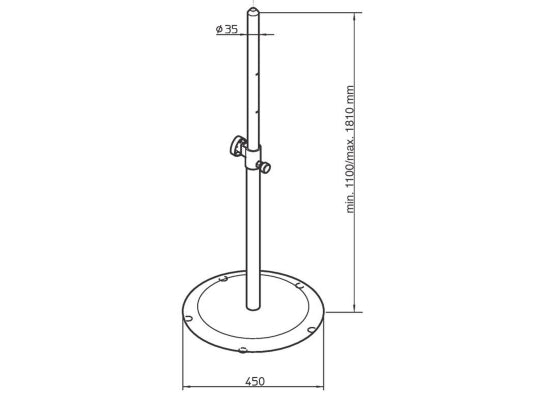 K&M 26735W Boxenstativ mit Rundsockel, Stahl, weiß