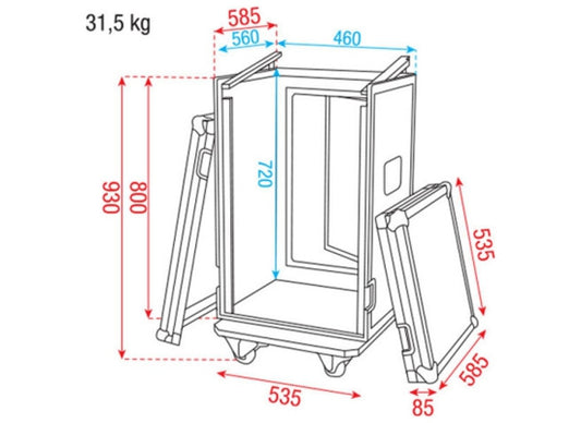 Rack 16 HE gewinkelt, 16/10HE, schwarz
