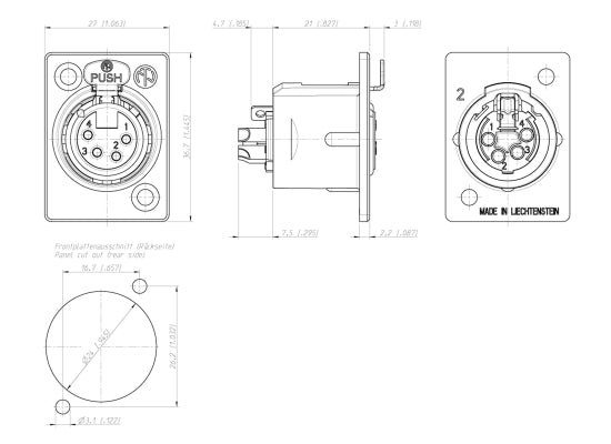 Neutrik NC4FP-1 XLR 4pol Chassisbuchse