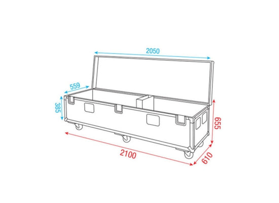 Case für Wentex Pipes & Drapes, Außenmaß: 2100x610x655mm, schwarz