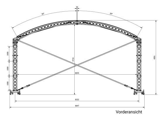 Prolyte ARC Roof 8x6m Basis Set Rundbogendach