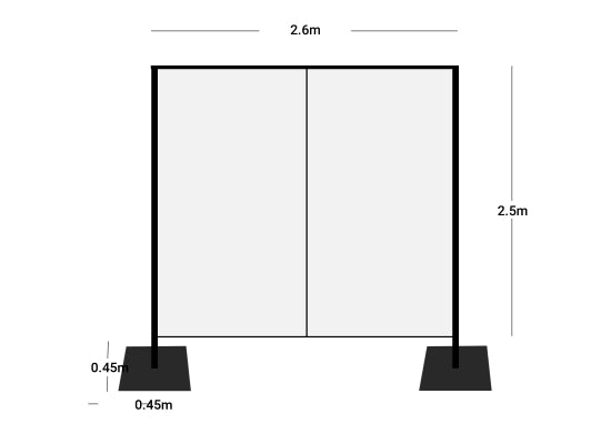 Wentex Pipes & Drapes Spuckschutz/Schutzwand SET, schw.,260x250cm