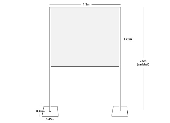 Wentex Pipes & Drapes Spuckschutz/Schutzwand SET, weiß, 130x125cm
