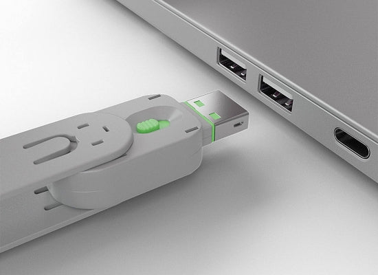 Lindy 40451 USB-A Port Schloss SET, GRÜN, 1x Schlüssel/4x Schloss