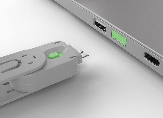 Lindy 40451 USB-A Port Schloss SET, GRÜN, 1x Schlüssel/4x Schloss