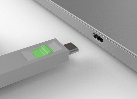 Lindy 40426 USB-C Port Schloss SET, GRÜN, 1x Schlüssel/4x Schloss