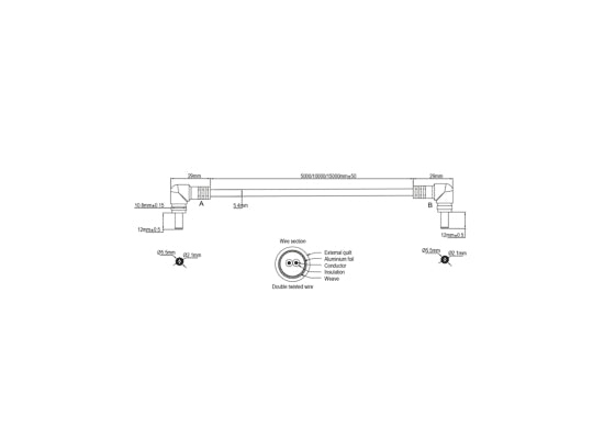 Astera FP1/FP2 Power + Daten Kombikabel, 0.2m, 8er SET
