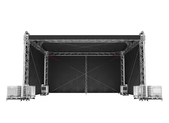 Global Truss Double Pitch Roof 10x8m Drahtseil Zusatz Rückwand