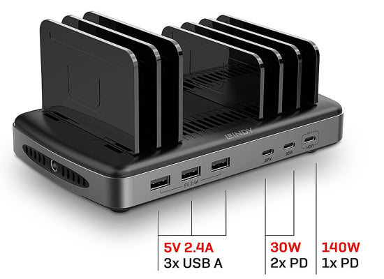 Lindy 73436 USB Ladestation, 6 Port, 160W,