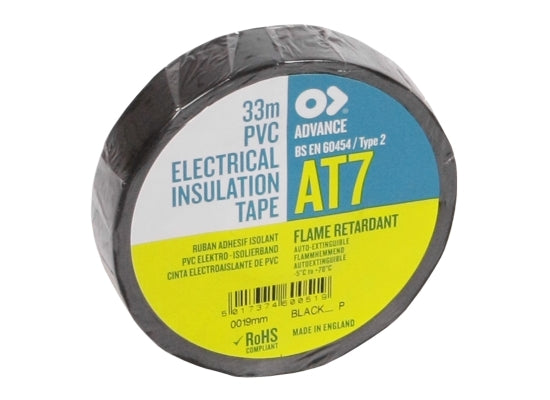 Advance Tapes AT 7 PVC-Isolierband Zumbel Tape, schwarz, 33m,19mm