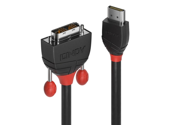 Lindy 36275 Video-Adapterkabel, 10.0m, Black Line, HDMI, DVI-D