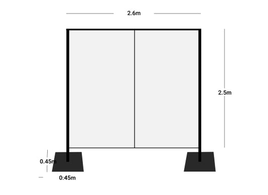 Wentex Pipes & Drapes Spuckschutz/Schutzwand SET, schw.,260x250cm