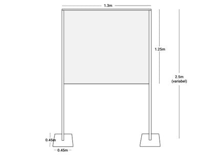 Wentex Pipes & Drapes Spuckschutz/Schutzwand SET, weiß, 130x125cm