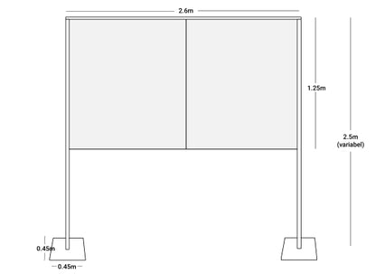 Wentex Pipes & Drapes Spuckschutz/Schutzwand SET, weiß, 260x125cm