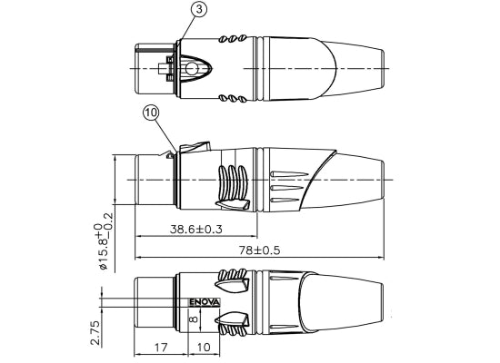Enova XL23FB XLR 3pol Stecker, female