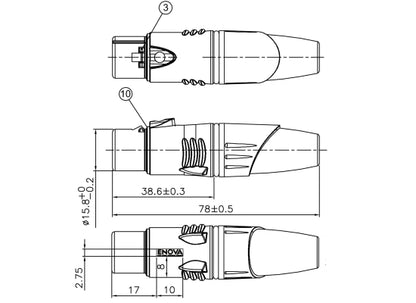 Enova XL23FB XLR 3pol Stecker, female