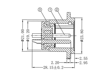 Enova XL13MB-W XLR 3pol Einbaubuchse, IP67, male