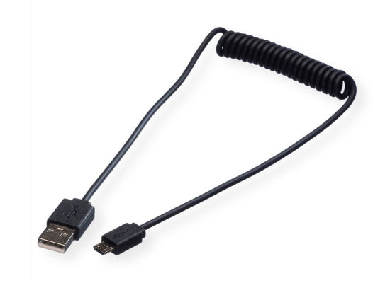 Roline USB 2.0 Spiralkabel, 1m, schwarz